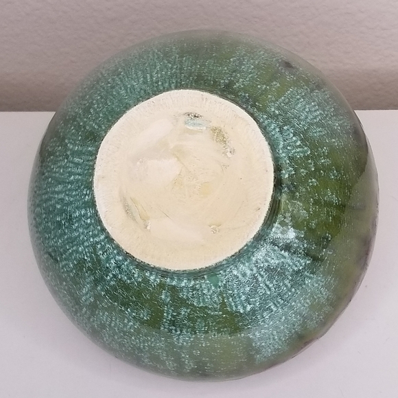 Stoneware Pottery Vase Drip Glaze on Multicolor Maroon Green Teal 6" - Picture 7 of 11